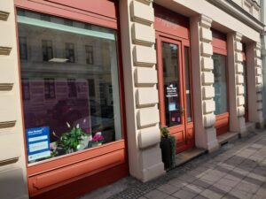 Das ist der Eingang zum Geschäft